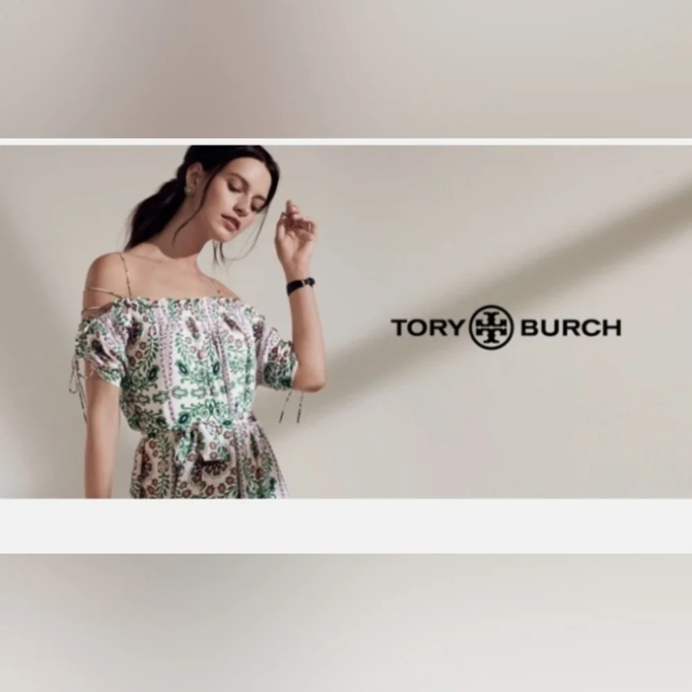 Tory Burch Green and White Patterned Midi Dress - Picture 3 of 8